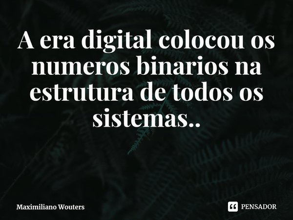 ⁠A era digital colocou os numeros binarios na estrutura de todos os sistemas..... Frase de Maximiliano Wouters.