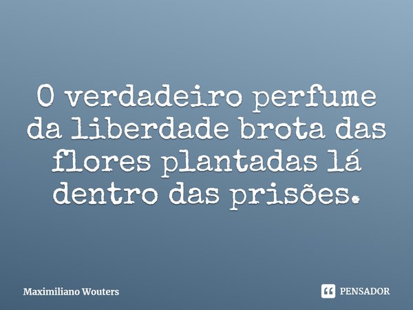 ⁠O verdadeiro perfume da liberdade brota das flores plantadas lá dentro das prisões.... Frase de Maximiliano Wouters.