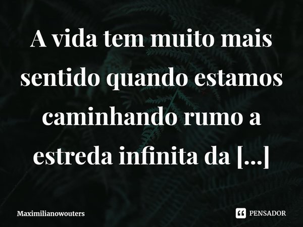 A Vida Tem Muito Mais Sentido Quando Maximilianowouters Pensador