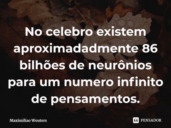 ⁠No celebro existem aproximadadmente 86 bilhões de neurônios para um numero infinito de pensamentos.... Frase de Maximiliao Wouters.