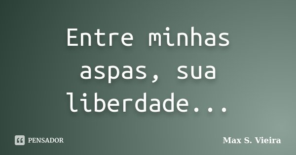Entre minhas aspas, sua liberdade...... Frase de Max S. Vieira.