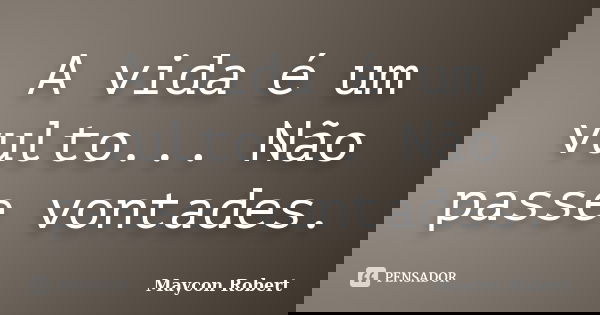 A vida é um vulto... Não passe vontades.... Frase de Maycon Robert.
