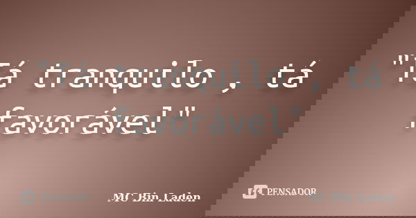 "Tá tranquilo , tá favorável"... Frase de mc bin laden.
