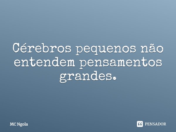 ⁠Cérebros pequenos não entendem pensamentos grandes.... Frase de MC Ngola.