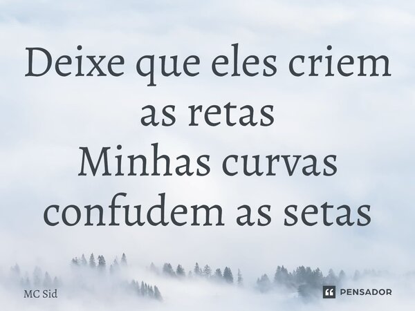⁠Deixe que eles criem as retas Minhas curvas confudem as setas... Frase de MC Sid.