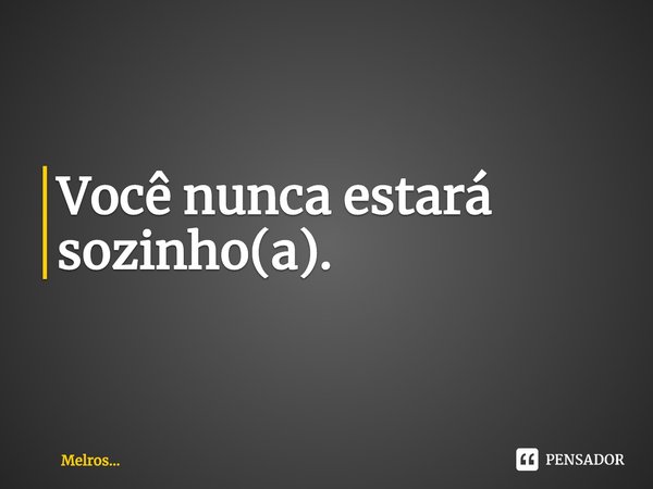 Você nunca estará sozinho(a).⁠... Frase de Melros....