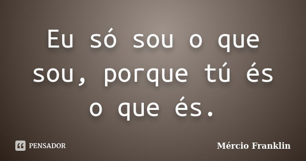 Eu só sou o que sou, porque tú és o que és.... Frase de Mércio Franklin.