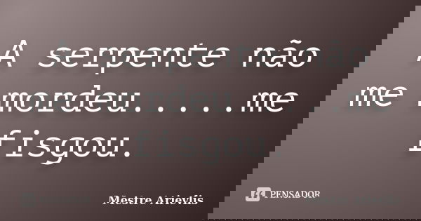 A serpente não me mordeu.....me fisgou.... Frase de Mestre Ariévlis.