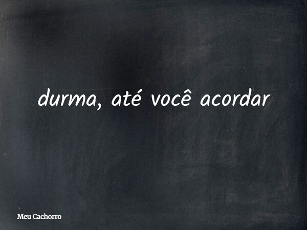durma, até você acordar... Frase de Meu Cachorro.