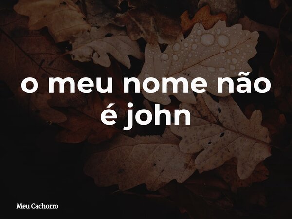 o meu nome não é john... Frase de Meu Cachorro.