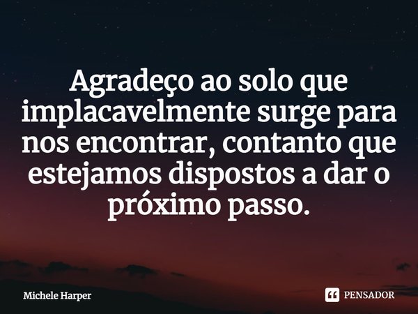 Agradeço ao solo que implacavelmente surge para nos encontrar, contanto que estejamos dispostos a dar o próximo passo.... Frase de Michele Harper.