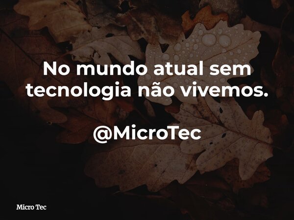 No mundo atual sem tecnologia não vivemos. @MicroTec... Frase de Micro Tec.