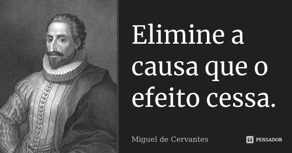 Elimine a causa que o efeito cessa.... Frase de Miguel de Cervantes.