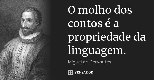 O molho dos contos é a propriedade da linguagem.... Frase de Miguel de Cervantes.