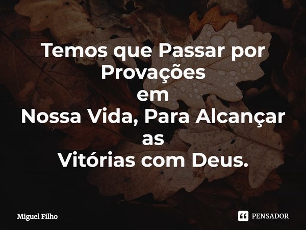 ⁠Temos que Passar por Provações
em
Nossa Vida, Para Alcançar
as
Vitórias com Deus.... Frase de Miguel Filho.