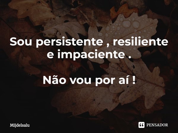 ⁠Sou persistente , resiliente e impaciente . Não vou por aí !... Frase de Mijdelsalu.