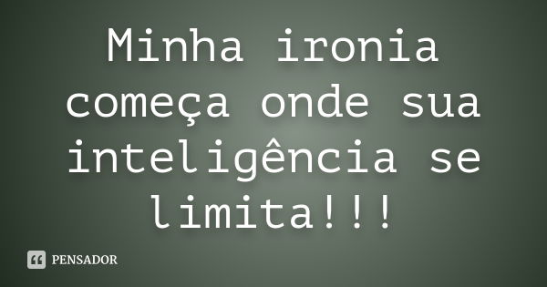 Minha ironia começa onde sua inteligência se limita!!!