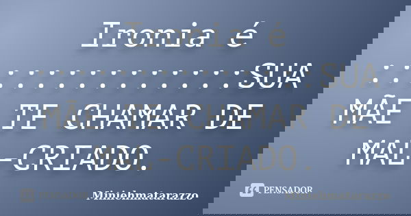 Ironia é ::::::::::::::SUA MÃE TE CHAMAR DE MAL-CRIADO.... Frase de Miniehmatarazzo.