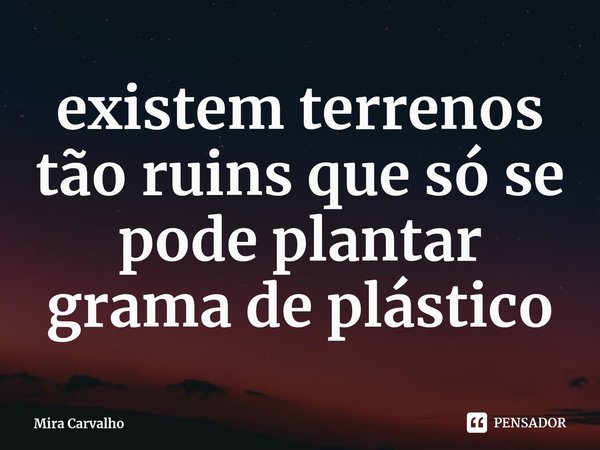 ⁠existem terrenos tão ruins que só se pode plantar grama de plástico... Frase de Mira Carvalho.