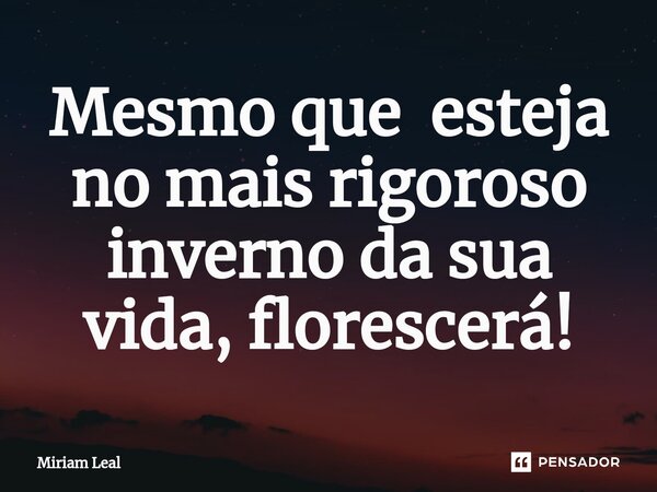 ⁠Mesmo que esteja no mais rigoroso inverno da sua vida, florescerá!... Frase de Miriam Leal.