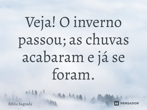 Veja! O inverno passou; as chuvas acabaram e já se foram.... Frase de Bíblia Sagrada.