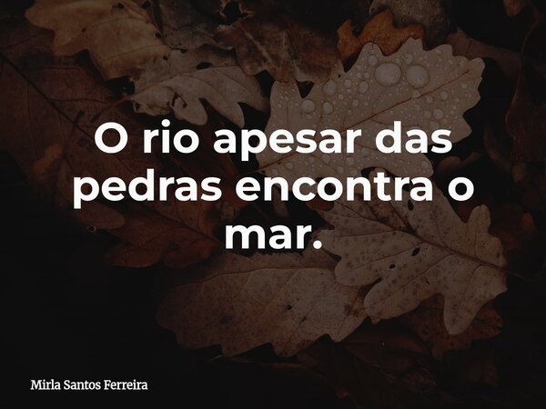 O rio apesardas pedras encontra o mar.... Frase de Mirla Santos Ferreira.