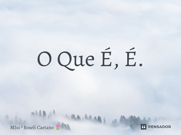 ⁠O Que É, É.... Frase de MIss  Roseli Caetano.