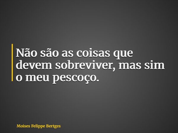 Não são as coisas que devem sobreviver, mas sim o meu pescoço.... Frase de Moises Felippe Bertges.