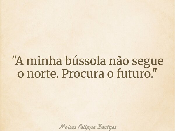 "A minha bússola não segue o norte. Procura o futuro."... Frase de Moises Felippe Bertges.