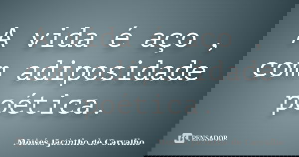 A vida é aço , com adiposidade poética.... Frase de Moisés Jacintho de Carvalho.
