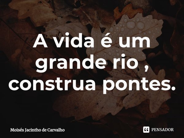 ⁠A vida é um grande rio , construa pontes.... Frase de Moisés Jacintho de Carvalho.