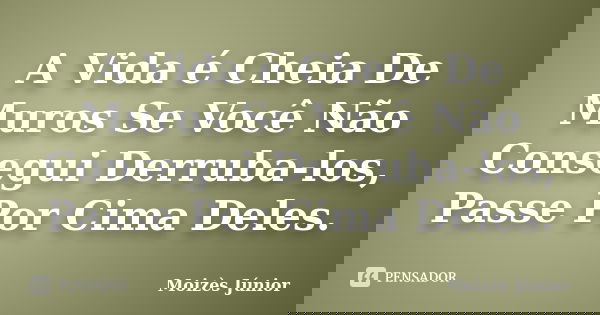 A Vida é Cheia De Muros Se Você Não Consegui Derruba-los, Passe Por Cima Deles.... Frase de Moizès Júnior.