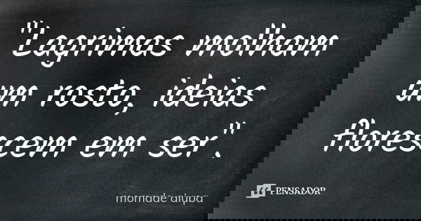 "Lagrimas molham um rosto, ideias florescem em ser".... Frase de momade aiupa.