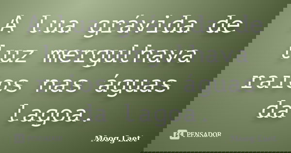 A lua grávida de luz mergulhava raios nas águas da lagoa.... Frase de Moog Laet.
