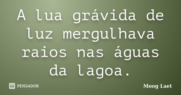 A lua grávida de luz mergulhava raios nas águas da lagoa.... Frase de Moog Laet.