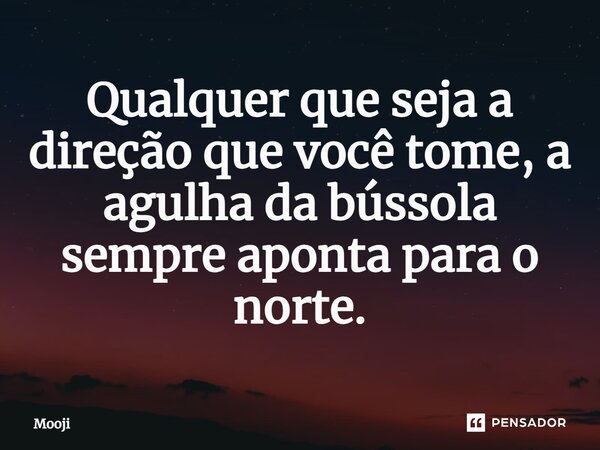 ⁠⁠Qualquer que seja a direção que você tome, a agulha da bússola sempre aponta para o norte.... Frase de Mooji.