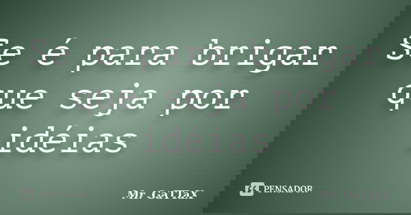 Se é para brigar que seja por idéias... Frase de Mr. GaTTaX.