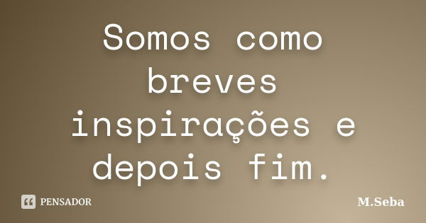 Somos como breves inspirações e depois fim.... Frase de M.Seba.