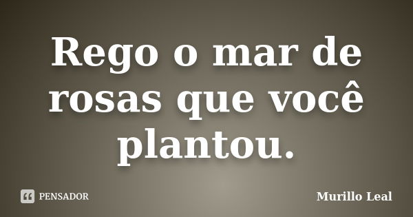 Rego o mar de rosas que você plantou.... Frase de Murillo Leal.