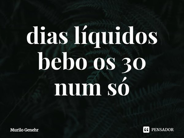⁠dias líquidos
bebo os 30
num só... Frase de Murilo Genehr.