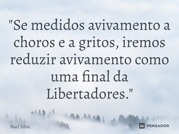 ⁠"Se medidos avivamento a choros e a gritos, iremos reduzir avivamento como uma final da Libertadores."... Frase de Nael Silva.