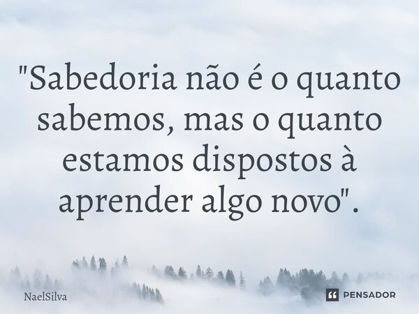 ⁠"Sabedoria não é o quanto sabemos, mas o quanto estamos dispostos à aprender algo novo".... Frase de NaelSilva.