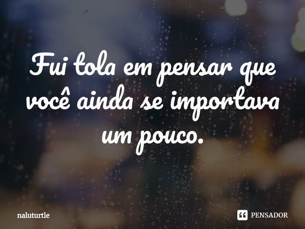 Fui tola em pensar que você ainda se importava um pouco.... Frase de naluturtle.