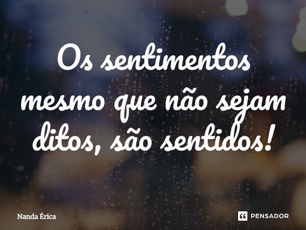 ⁠Os sentimentos mesmo que não sejam ditos, são sentidos!... Frase de Nanda Erica.