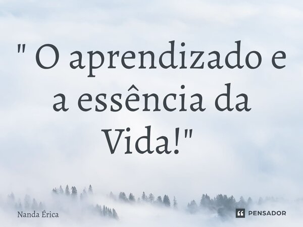 " O aprendizado e a essência da Vida!" ⁠... Frase de Nanda Erica.