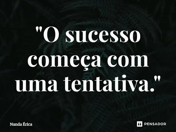 "⁠O sucesso começa com uma tentativa."... Frase de Nanda Erica.