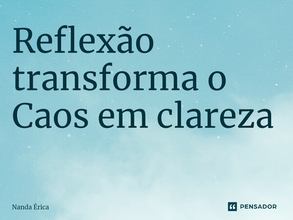 Reflexão transforma o Caos em clareza ⁠... Frase de Nanda Erica.
