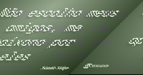 Não escolho meus amigos, me apaixono por eles... Frase de Nanda Volpe.