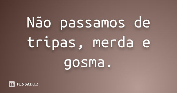 Não passamos de tripas, merda e gosma.