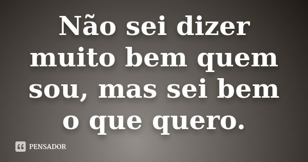 Não sei dizer muito bem quem sou, mas sei bem o que quero.